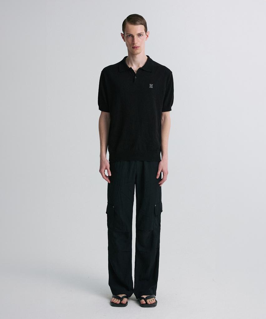 Liimaen Boucle Knit Polo Shirt Black