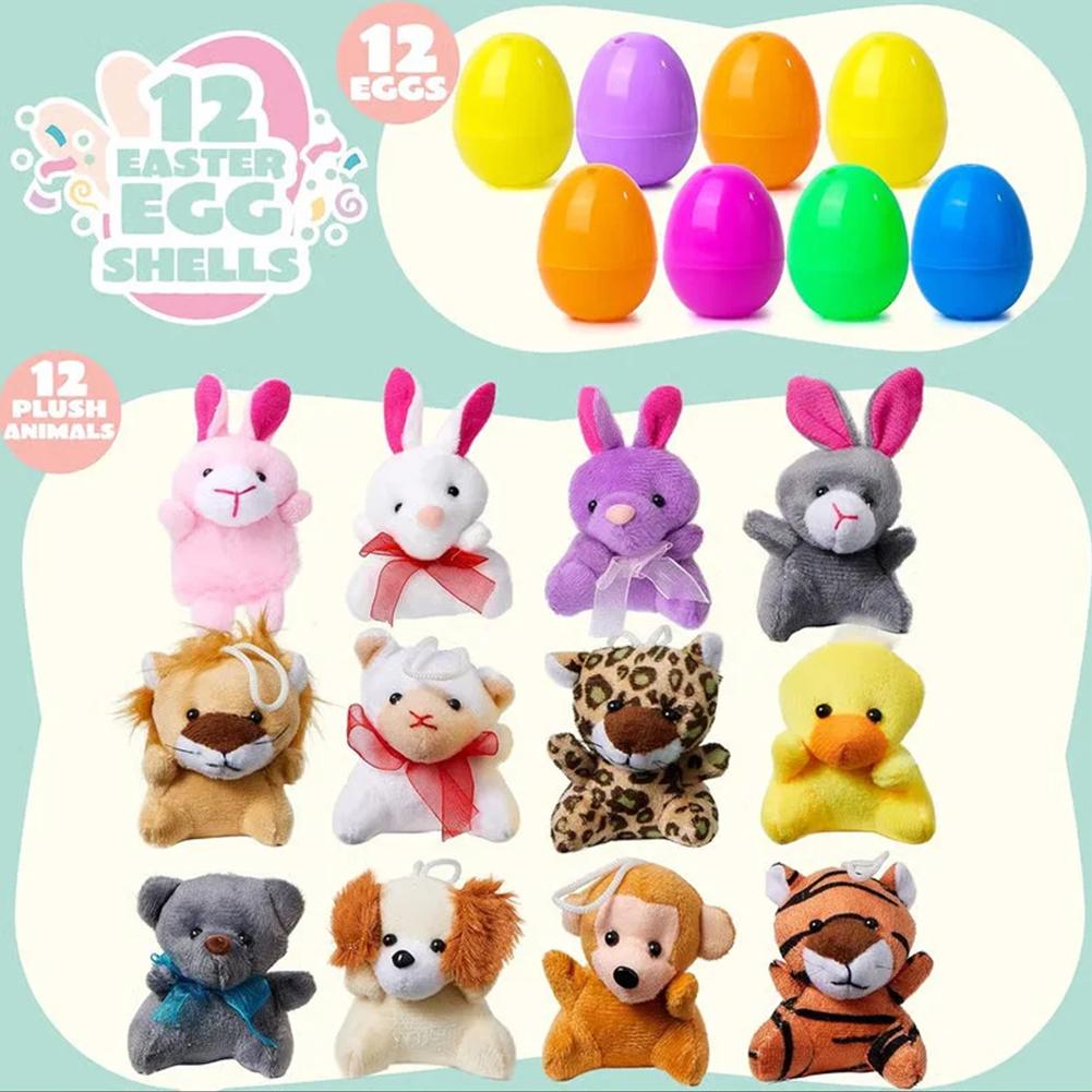 12/24/36 Stück vorgefüllte Ostereier mit Stoffpuppen Kreative vorgefüllte Eier Gefüllte Überraschungseier für Jungen Mädchen Ostergeschenke