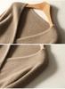 Women's Elegant V-Neck Wool Sweater: Autumn/Winter Fashion Long Sleeve Knitwear with Drawstring.