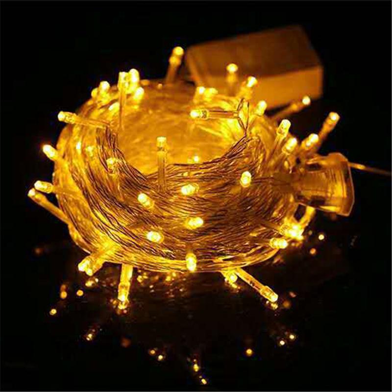

100 светодиодов Гирлянда 10 м Сказочные огни Рождественская елка Свет Рождественская вечеринка Свадебная лампа Eu Yellow