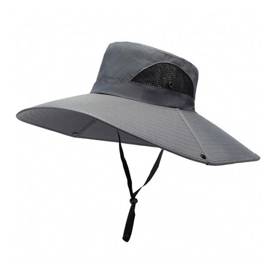 Summer Foldable Bucket Hat, Extra Large Brim Sun Protection Hat, Fisherman Hat with Adjustable Windproof Rope, for Hiking Beach Gardening Outdoor