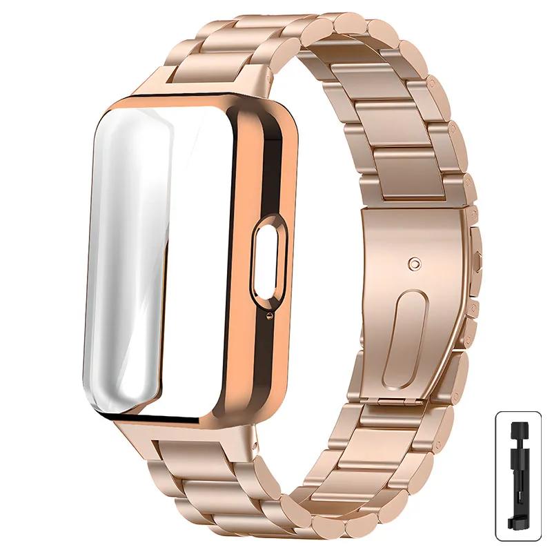 Case+Stainless Steel Strap For Samsung Galaxy Fit 3 Full Protective Screen Case For Samsung Galaxy Fit 3 Metal Band Accessories