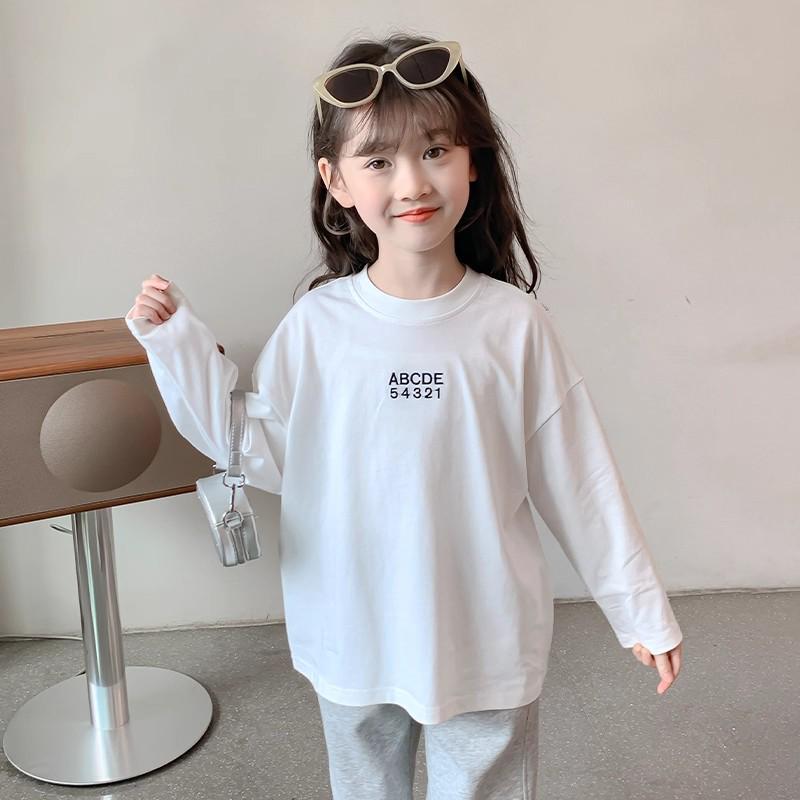 Mädchen Baumwoll-Langarm-T-Shirt im koreanischen Stil mit lockerem Schnitt - Herbstmode