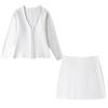 Fashion Knitted Skirt Sets For Women Elegant V-neck Lantern Sleeve Tops Hip Package Mini Skirts Street Lady Sets