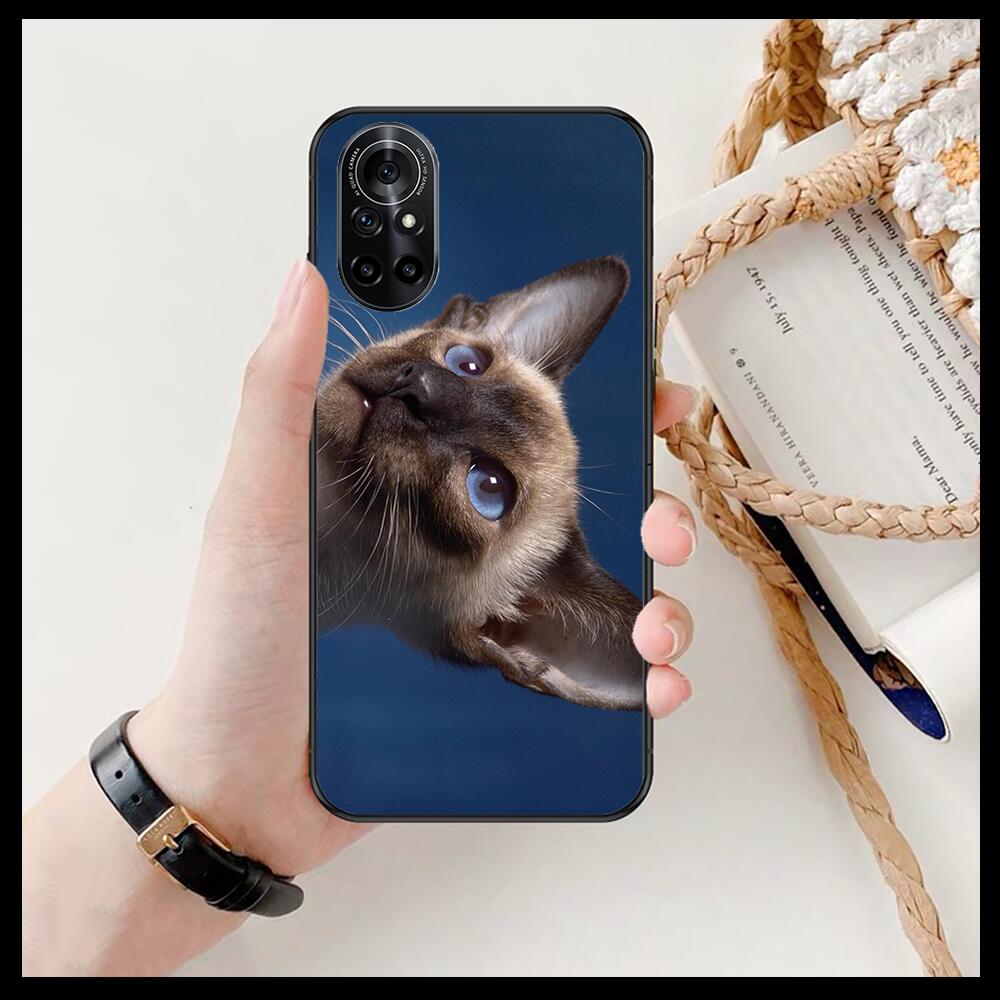 Funny Cartoon Cat Clear Phone Case For Huawei Honor 20 10 9 8A 7 5T X Pro Lite  5G  Black Etui Coque Hoesjes Comic Fash Design