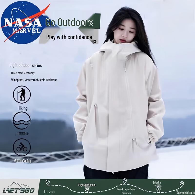 

Мужской водонепроницаемый ветрозащитный плащ NASA MARVEL со съемным капюшоном 3XL