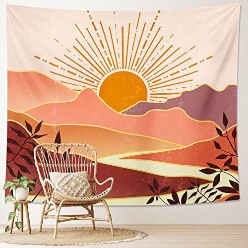 tapestry bohemian sunset mountain terracotta sun 75x100 чёрный