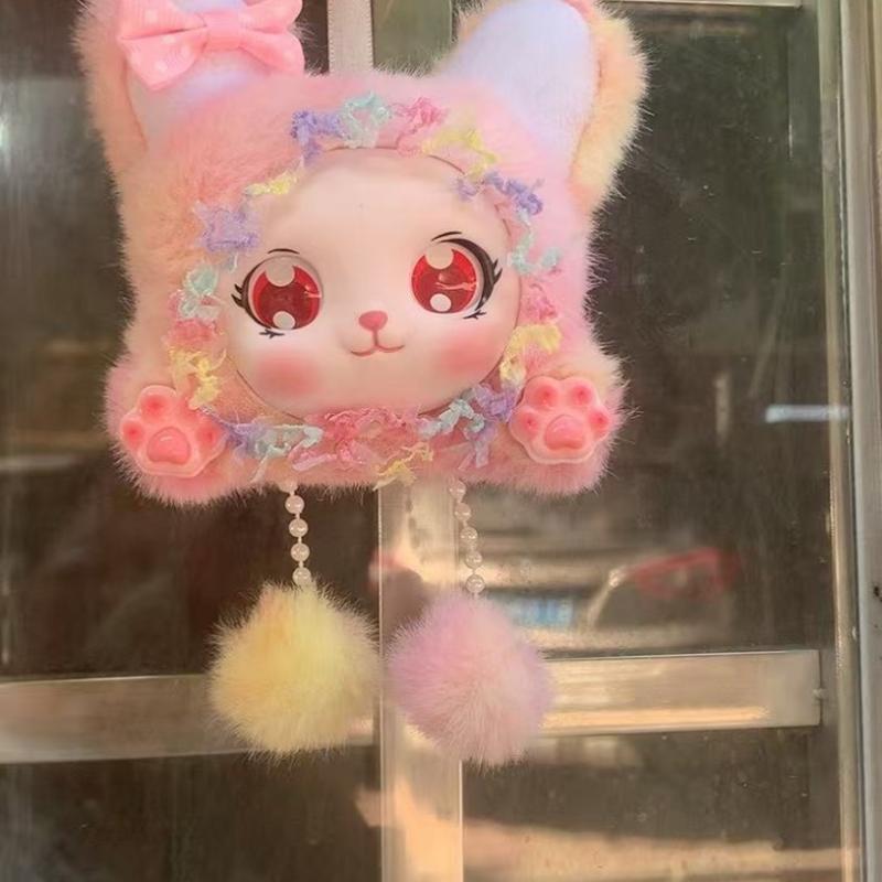 Cute Soft Fluffy Bunny Keychain Vinyl Doll Pendants Perfect Backpack Decoration Stuffed Plush Toy Birthday Gift For Girls Kids