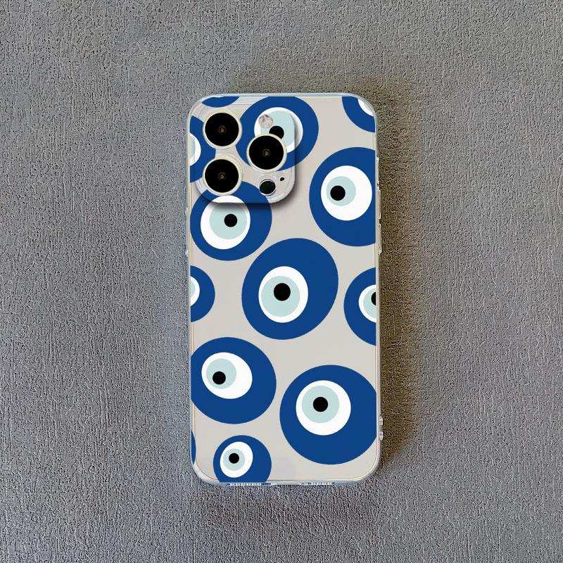 Gorgeous Eyes Blue Evil Eye Print Phone Case For IPhone 14 Plus Pro Max 12 13 11 Pro Max Mini X XR XS Transparent Back Covers
