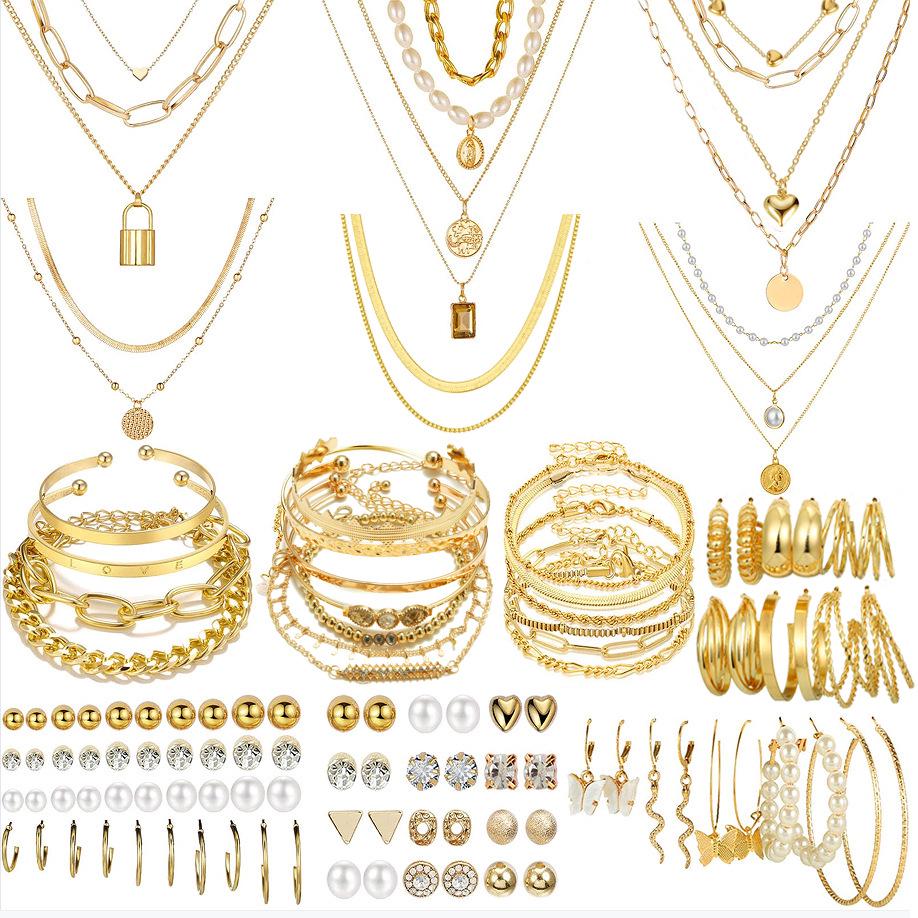 Elegant Zirkonia & Imitatie Parel Legering Sieraden Set - 67 Delen