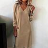 Spring-Autumn 2025 Women's V-Neck Bodycon Long Dress Jumpsuit