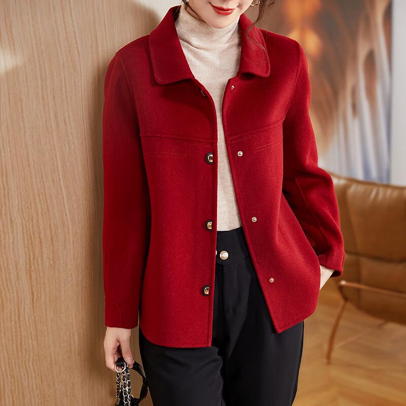 XUEXI Women's Double-Faced Wool Cashmere Short Winter Coat