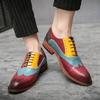British Style Color Matching Leather Shoes Baroque Retro Contrast Color Men's Shoes