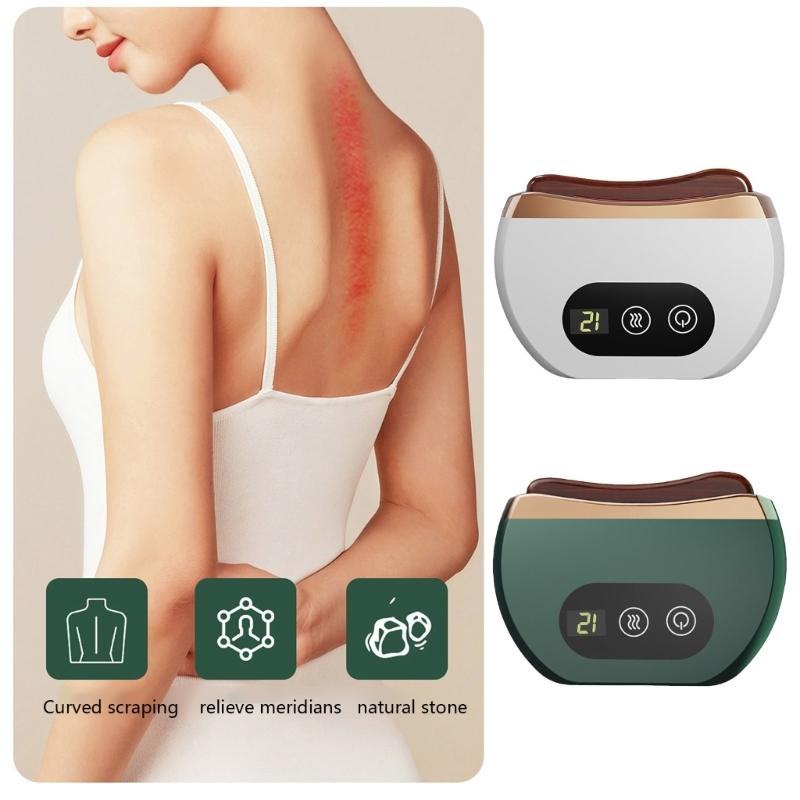 Electric Guasha Massager with Built In Heating System and Multiple Frequency Vibration for Face & Body Wellness Therapy