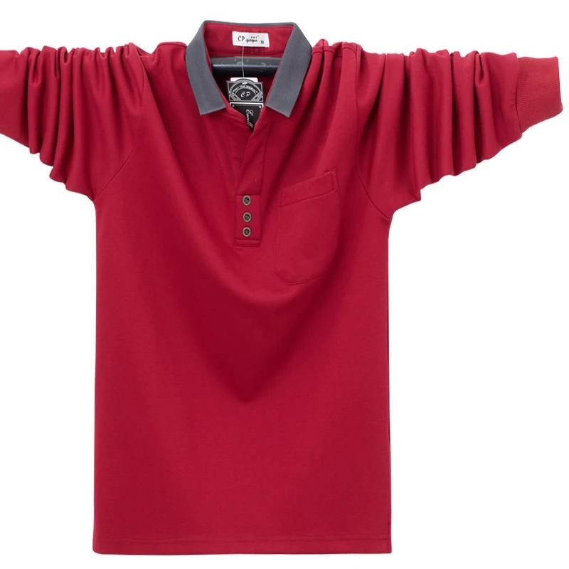 New Autumn Men's Polo Shirt Long Sleeve Business Work Shirts Male Pocket Soild Color Casual Plus-Size 6XL Clothing Men Tops