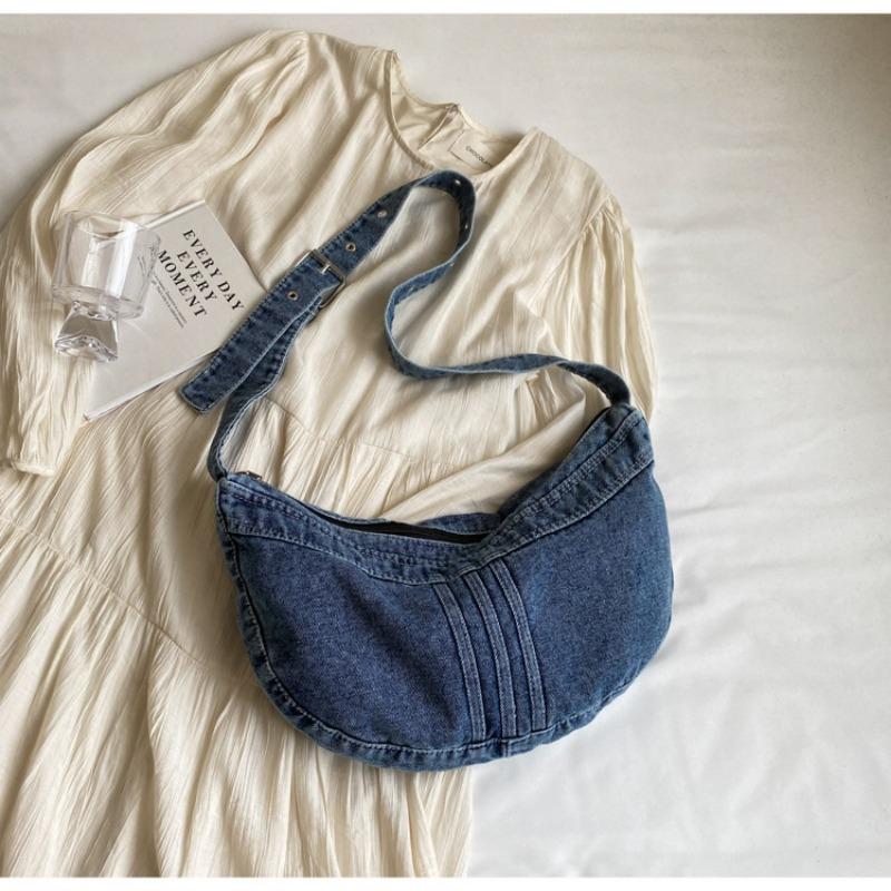 College Student Shoulder Bag Japanese Harajuku Denim Bag Girls Korean Versatile Crossbody Bag Women Shoulder Dumpling Bag
