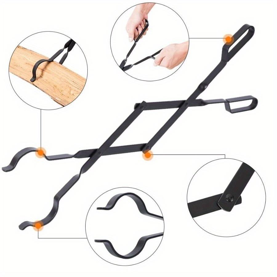 1Pc Fire Tongs Fireplace Pliers Folding Fire Tongs Claw Grippers Indoor/outdoor Fireplace Tools