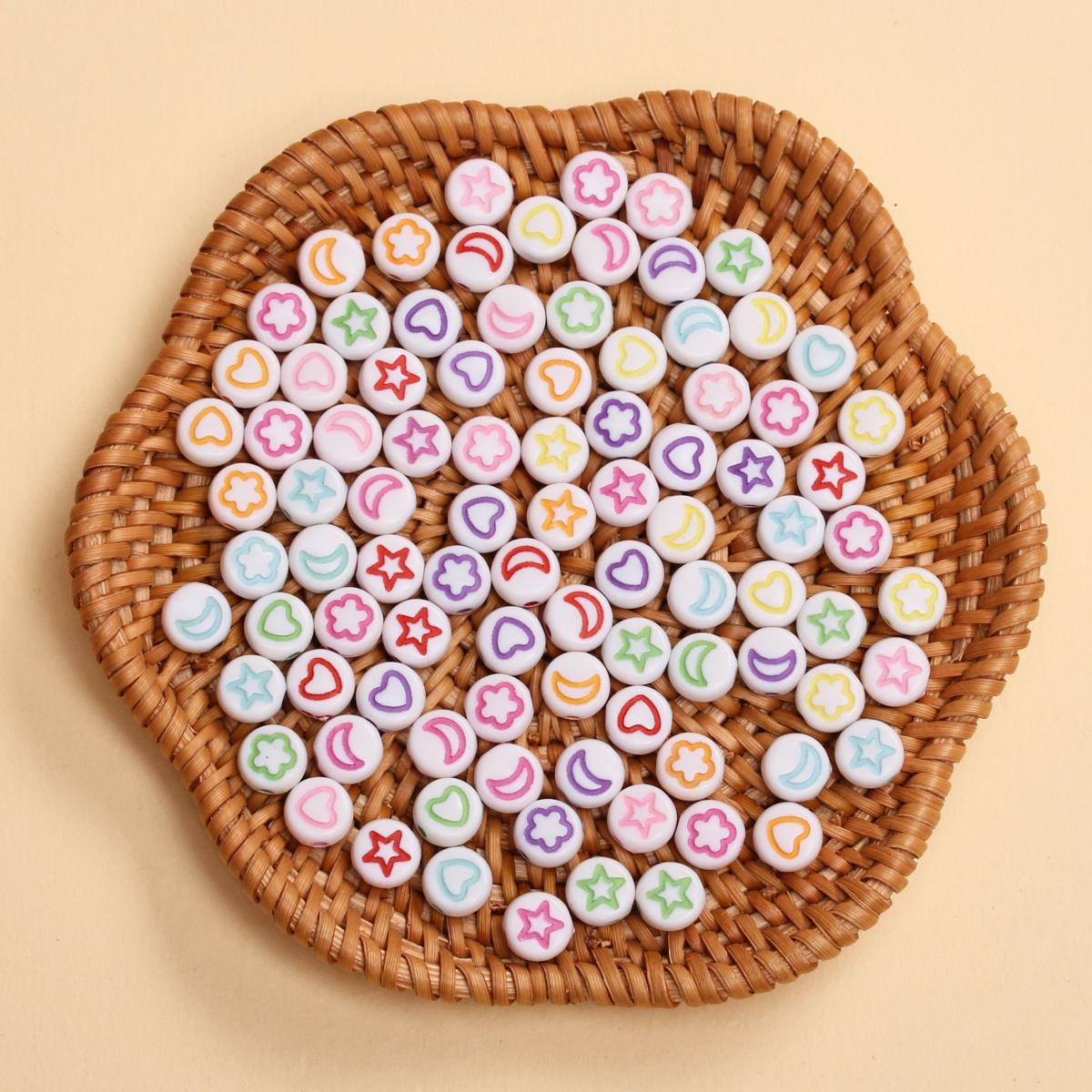 

100 шт 6,5 мм акриловые круглые бусины в форме звезды и луны для изготовления ювелирных изделий браслетов серег своими руками