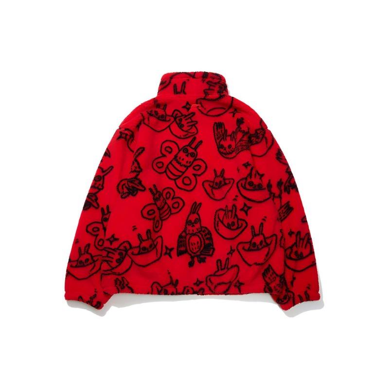 Li-Ning Daily Progress Cartoon Pattern Lamb Velvet Sports Jacket Unisex Jackets Red AFDT007-2