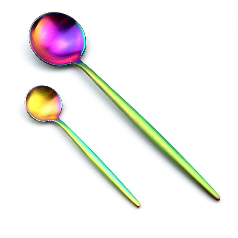 4 PCS/Set 304 Stainless Steel Rainbow Cutlery Set Dinnerware Set Western Food Cutlery Tableware Silverware Set Christmas Gift