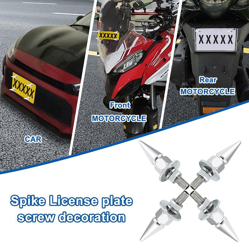 4Pcs Colorful M6 License Plate Fixing Plate Screw M6 Threaded Pointed Aluminum Alloy Fasteners Universal Car Styling Gasket