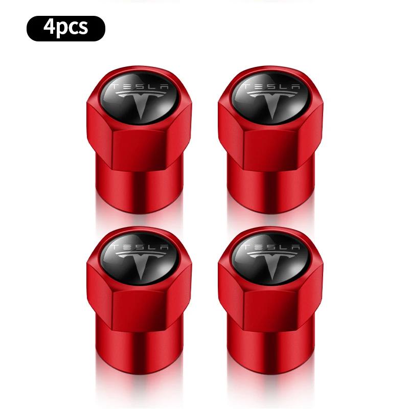 4pcs Car Wheel Tire Valve Caps Tyre Stem Covers Airdust Waterproof For Tesla Logo Model 3 S X Y Roadster Bonina Coil Accessories