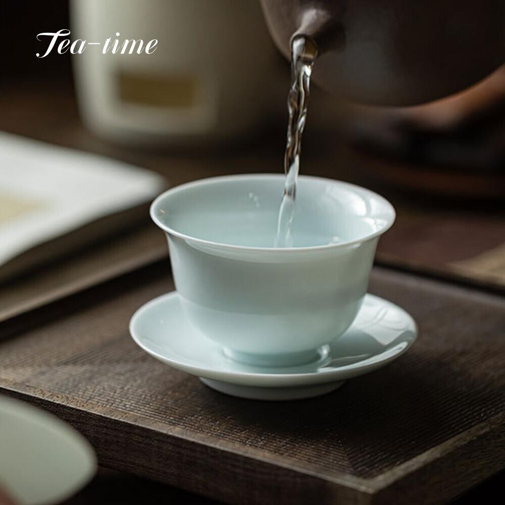 Antique Tea Mugs Gaiwan Set Tool Ceramic Cup 100ml Bowl Gaivan Mug Yingqing Saw Clay Drinkware Simple Supplies Porcelain Chawan