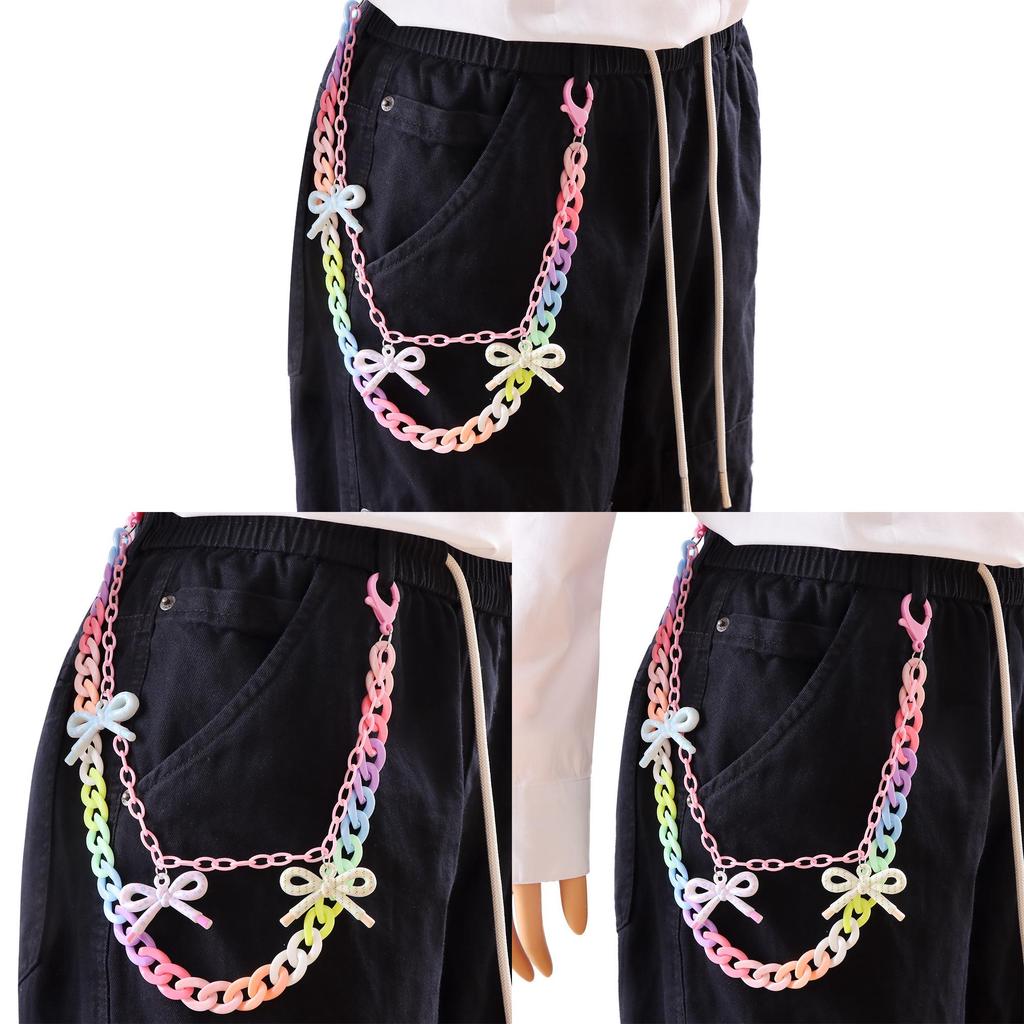 Punk Style Metal Waist Chain With Colorful Acrylic Butterfly For Youth And Teens