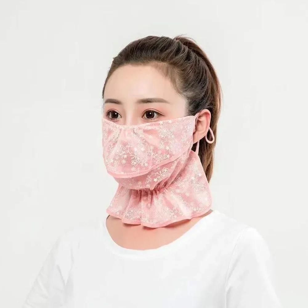 Hot Sale Anti-UV Lace Sunscreen Mask Hanging Ear Breathable Face Cover Scarf Dust-proof Ear Cord Cycling Scarf Outdoor Sports