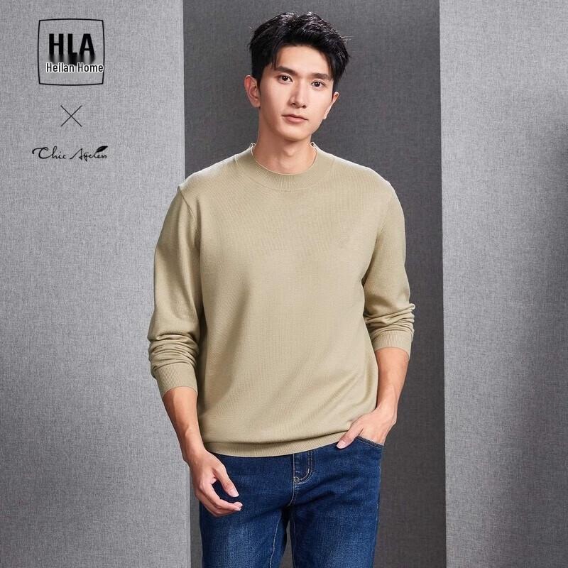 HLA Men's Chic Ageless Long Sleeve Round Neck Knit Sweater