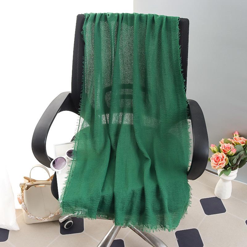 Sciarpa grande da donna in cotone e lino di colore puro: Foulard musulmano primaverile/estivo, telo mare, scialle con protezione solare