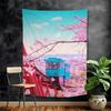 Japanese Street Train Scenery Sakura Cartoon Tapestry Art Science Fiction Room Home Decor Wall Hanging Home Decor