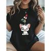 Pigs and Chickens Cartoon Print Women's Round Neck Short Sleeve T-shirt Comfortable Soft Summer Fashion Casual Women's Clothing
