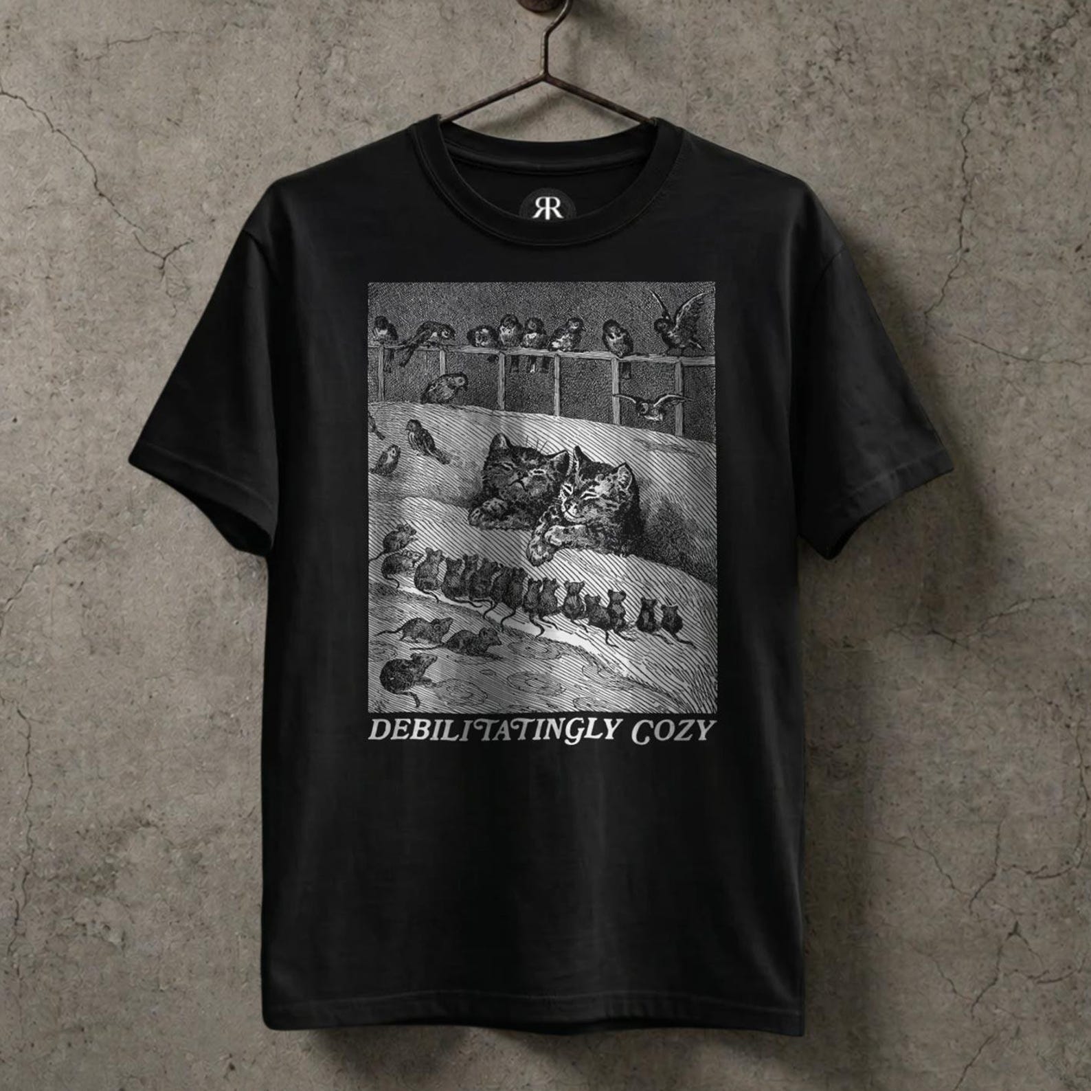 Funny Cat Shirt - Debilitatingly Cozy Victorian Cat Graphic Tee 3XL