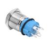 16mm 12V Waterproof Car LED Light Latching Self Locking Push Button Switch With Plug (Blue)