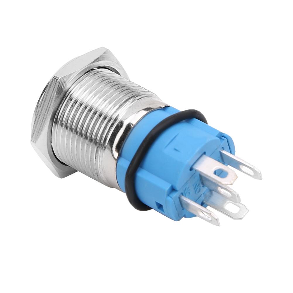 16mm 12V Waterproof Car LED Light Latching Self Locking Push Button Switch With Plug (Blue)