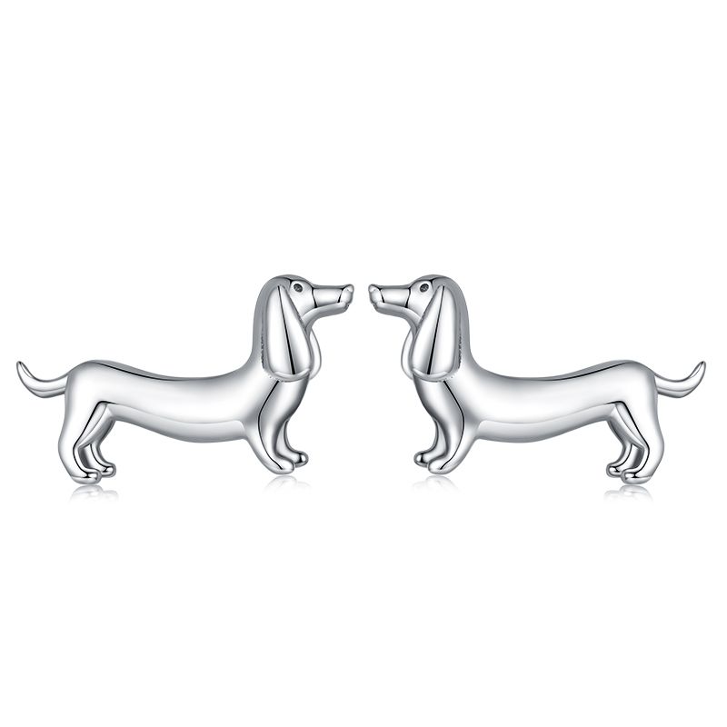 WOSTU 925 Sterling Silver Dachshund Pendant Necklace 18K Gold Pet Paw Chain Link Dog Charm Bracelets Earrings Ring For Pet Lover