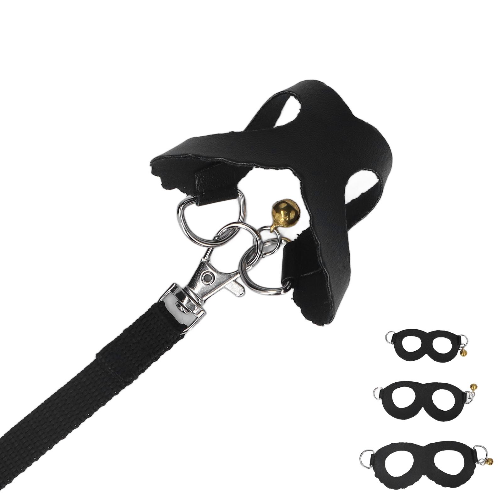 

Hamster Harness and Leash Set Artificial Leather Soft Easy To Wear Rat Walking Harness Vest and Leash Set with Bells Black