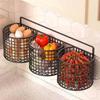 Wall-Mounted Kitchen Storage Basket for Spices, Scallions, Ginger, and Garlic - Punch-hole Design