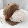 Retro corduroy splicing fashion octagonal hat women's autumn elegant versatile newsboy hat temperament show face small cap