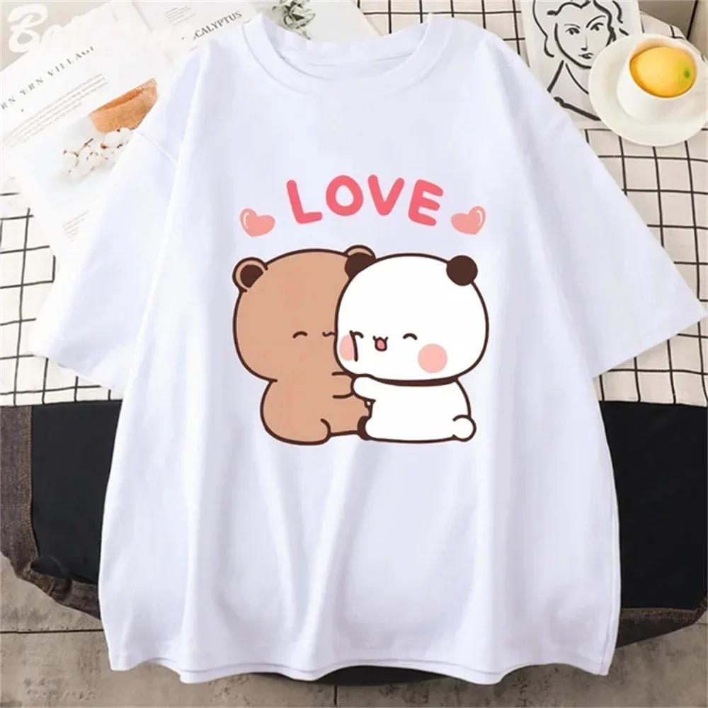 Cute Bear LOVE T Shirt Women Bubu Dudu Couple Tops Tee Summer Short Sleeve Tshirts Female Korean Casual Girl Tshirt Camisetas