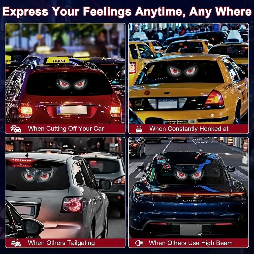 LED Devil Eye Car Window Light USB Atmosphere Lamp 11 Modes Auto Decor 15.4cm