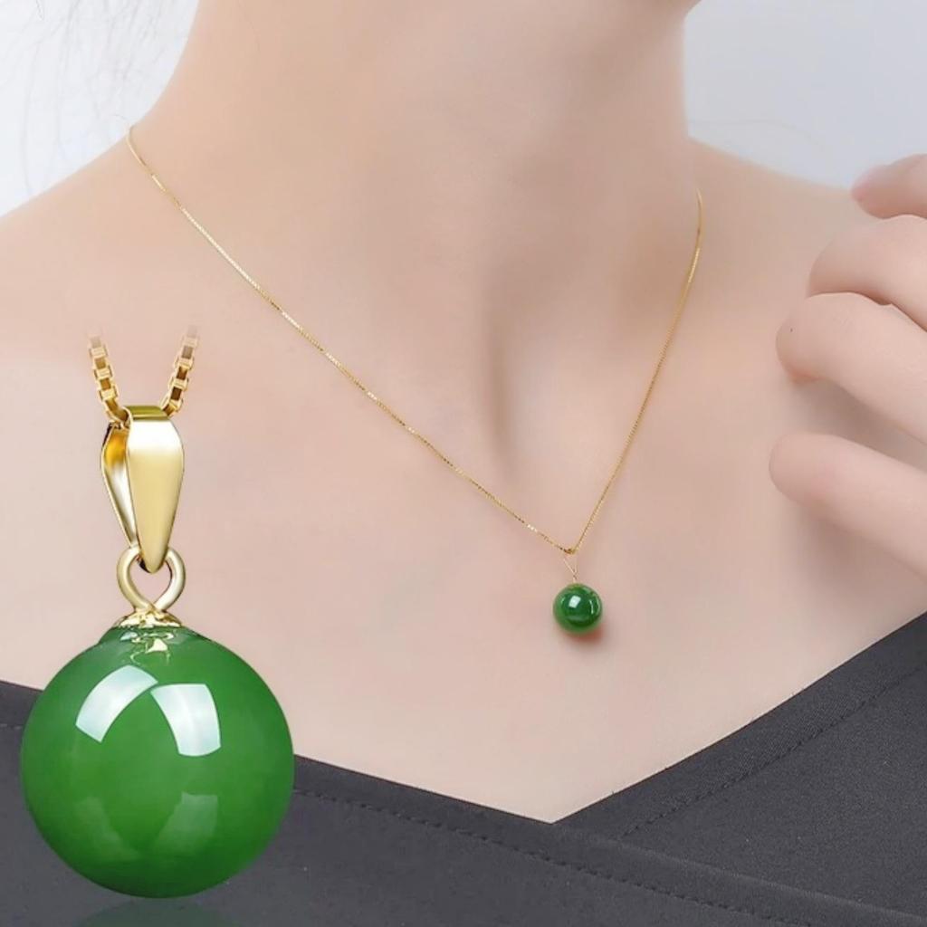 Jasper Roter Achat und Hetian Jade Kugel Anhänger Kettenhalskette