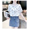 JKASHDK Women's Fashion Casual Summer Spring Flower Pattern Print Short Sleeve O-Neck Blouses & Shirts