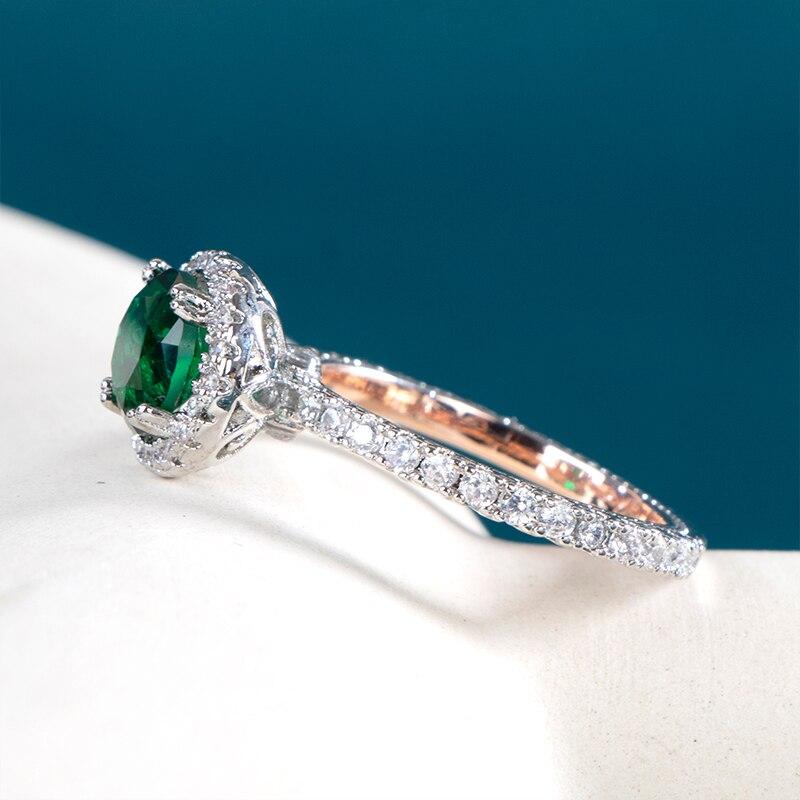 BELLA BOX Round Green Cubic Zirconia Finger Ring For Women Brilliant Accessories Vintage Ring Retro Party Luxury Jewelry Gift