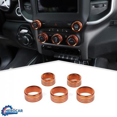 5x Středové Ovládání AC Rádio Spínač Knoflík Ozdobný Kroužek Pro 2018+ Dodge RAM 1500