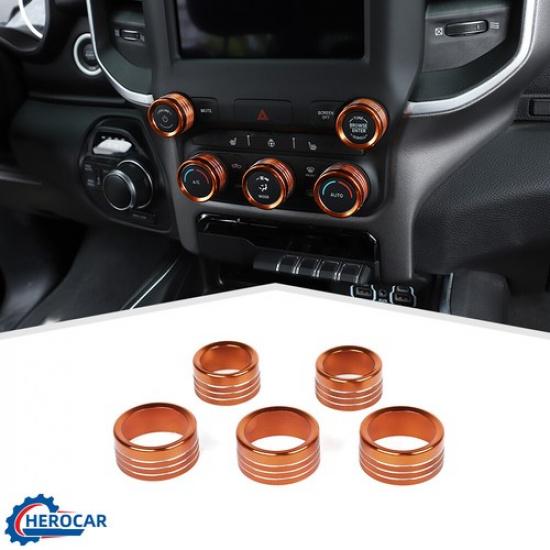 

5x Накладка-кільце на ручку перемикача радіо/кондиціонера центральної консолі для 2018+ Dodge RAM 1500