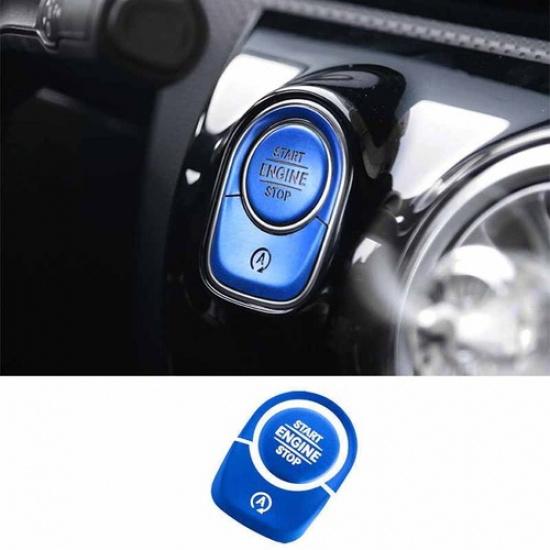 Blue Aluminum Cover Trim Car One-Click Startup Button - Fit For Benz GLA