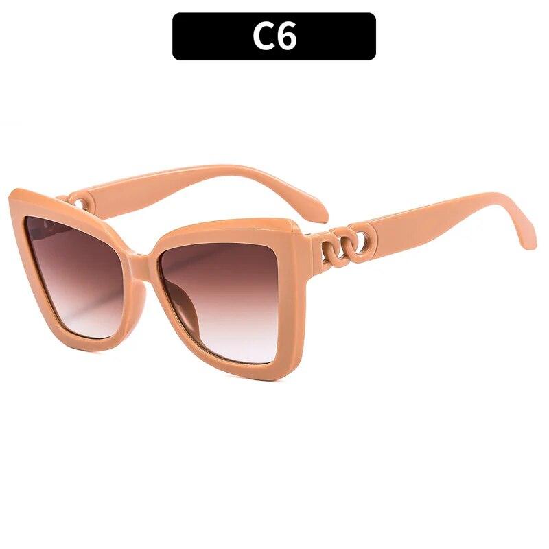 Luksusowe okulary przeciwsłoneczne Cat Eye damskie Vintage Fashion Oversize Mirror Sun Glasses damskie Retro Summer Style Duże oprawki