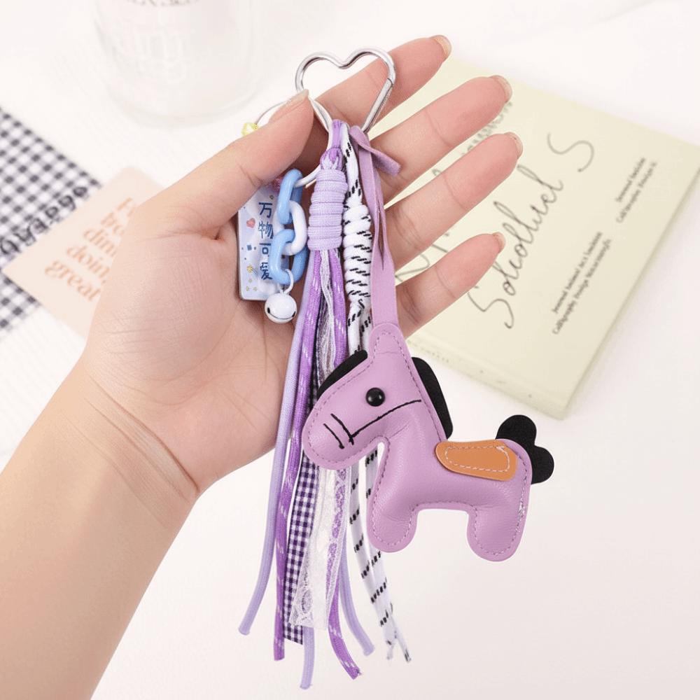 Cartoon Zodiac Pony Bag Pendant Leather Chinese New Year Gift Kawaii Horse Keychain  Backpack